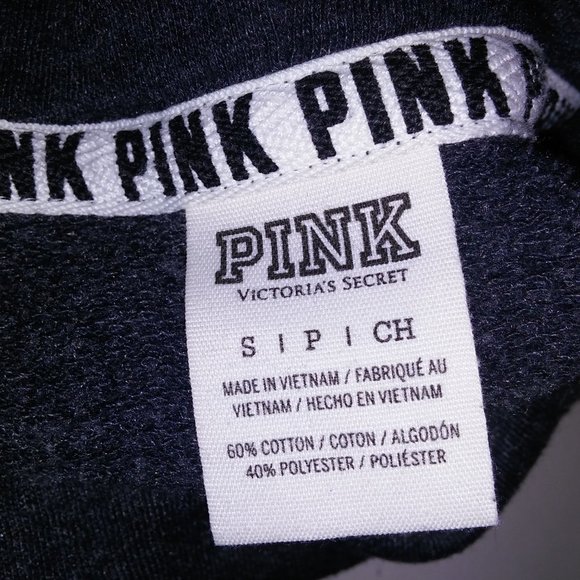 Victoria Secret PINK Sweater Small Cowl Neck Gray Logo Marl Bust 23" Length 23" - Picture 7 of 7